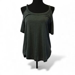 Women's Dark Green Cold Shoulder cotton Top